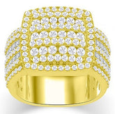 LARGE 2.70CT DIAMOND 14K YELLOW GOLD ROUND BAGUETTE MULTI ROW SQUARE UNISEX RING