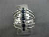 ESTATE WIDE .70CT DIAMOND & AAA SAPPHIRE 14K WHITE GOLD 3D MULTI ROW ETOILE RING