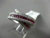 ESTATE WIDE 1.65CT DIAMOND & RUBY 14KT WHITE GOLD FILIGREE CRISS CROSS LOVE RING
