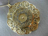 ANTIQUE EXTRA LARGE 14KT ROSE GOLD CLASSIC FLOWER CIRCLE FILIGREE PENDANT #21874