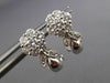 ANTIQUE 1.23CT DIAMOND 14KT WHITE GOLD 3D CLASSIC FLOWER LEAF EARRINGS #15877