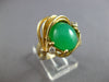 ESTATE LARGE .06CT DIAMOND & AAA JADE 14KT YELLOW GOLD 3D FLORAL RING #28103