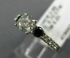 .25CT WHITE & BLACK DIAMONDS 14KT WHITE GOLD PAST PRESENT FUTURE ENGAGEMENT RING