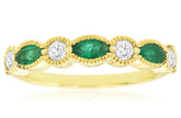 .64CT DIAMOND & AAA EMERALD 14K YELLOW GOLD 3D MARQUISE & ROUND ANNIVERSARY RING