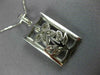ANTIQUE .43CT DIAMOND 18KT WHITE GOLD RECTANGULAR FILIGREE FLOWER PENDANT 11364