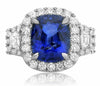 EGL CERTIFIED LARGE 6CT DIAMOND & AAA SAPPHIRE PLATINUM 3 STONE ENGAGEMENT RING