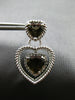 4.35CT DIAMOND & AAA SMOKEY TOPAZ 14KT WHITE GOLD TRIPLE HEART HANGING EARRINGS