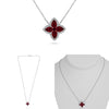 1.93CT DIAMOND & AAA RUBY 14KT WHITE GOLD PEAR SHAPE FLOWER ADJUSTABLE NECKLACE