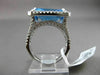 ESTATE 11.42CTW DIAMOND & AAA EMERALD CUT BLUE TOPAZ 14KT WHITE GOLD HALO RING