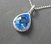 ESTATE 2.47CTW DIAMOND & AAA EXTRA FACET BLUE TOPAZ 14KT WHITE GOLD DROP PENDANT