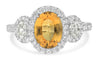 WIDE 2.76CT DIAMOND & AAA ORANGE SAPPHIRE 14KT WHITE GOLD OVAL ENGAGEMENT RING