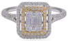 ESTATE .50CT DIAMOND 14KT 2 TONE GOLD ROUND & BAGUETTE CLUSTER FRIENDSHIP RING