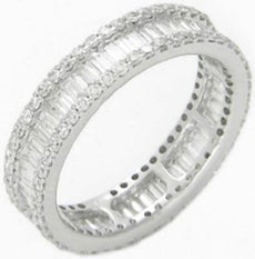 2.35CT DIAMOND 18K WHITE GOLD ROUND & BAGUETTE ETERNITY WEDDING ANNIVERSARY RING