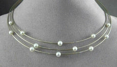 ESTATE 14KT WHITE GOLD SOUTH SEA PEARL BY THE YARD ITALIAN CHOKER NECKLACE 22805