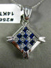 ESTATE LARGE .43CT DIAMOND & AAA SAPPHIRE 14KT WHITE GOLD SQUARE PENDANT 25601