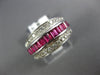 ESTATE WIDE 1.45CT DIAMOND & AAA RUBY 14KT WHITE GOLD ROUND & BAGUETTE RING #716