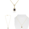 1.37CT DIAMOND & AAA SAPPHIRE 14KT YELLOW GOLD 3D PEAR SHAPE HALO LOVE NECKLACE
