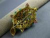 ANTIQUE LARGE 5.0CT AAA RUBY & TURQUOISE 18K YELLOW GOLD TURTLE BROOCH PIN #1909