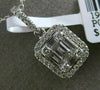 ESTATE .50CT BAGUETTE DIAMOND 18KT WHITE GOLD RECTANGULAR HALO FLOATING PENDANT