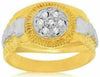 ESTATE .15CT DIAMOND 14K WHITE & YELLOW GOLD CLASSIC CLUSTER ROUND MENS FUN RING