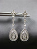 ESTATE .3CT DIAMOND 14KT WHITE GOLD 3D PAVE TEAR DROP FLOWER HANGING EARRINGS