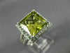 EXTRA LARGE 4.60CT DIAMOND & AAA GREEN AMETHYST 14KT WHITE GOLD 3D PRINCESS RING