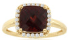 LARGE 3.13CT DIAMOND & AAA GARNET 14KT YELLOW GOLD CUSHION SQUARE HALO FUN RING