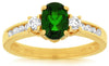 1.35CT DIAMOND & AAA GREEN GARNET 14KT YELLOW GOLD OVAL & ROUND ANNIVERSARY RING