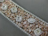 ESTATE EXTRA LARGE 42.16CT WHITE & PINK DIAMOND 18K 2 TONE GOLD CLUSTER BRACELET
