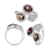 LARGE 2.66CT DIAMOND AAA PINK & BROWN SAPPHIRE 14KT WHITE GOLD 3 STONE LOVE RING