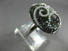 ESTATE LARGE 1.89CT WHITE & BLACK DIAMOND 18KT WHITE GOLD OVAL FILIGREE FUN RING