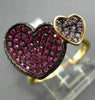 ESTATE .95CT AAA PINK SAPPHIRE & RUBY 18KT ROSE GOLD 3D DOUBLE HEART LOVE RING