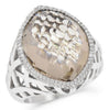LARGE 11.74CT DIAMOND & AAA SMOKY QUARTZ 14KT WHITE GOLD 3D MARQUISE SHAPE RING