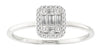 ESTATE .20CT DIAMOND 14KT WHITE GOLD ROUND & BAGUETTE CLUSTER HALO PROMISE RING