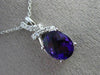 ESTATE 2.39CT DIAMOND & AAA AMETHYST 14K WHITE GOLD 3D OVAL BOW FLOATING PENDANT