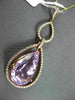 ANTIQUE LARGE 14.27CT DIAMOND & AAA AMETHYST 18K ROSE GOLD FILIGREE DROP PENDANT