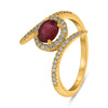 WIDE 1.12CT DIAMOND & AAA RUBY 14KT YELLOW GOLD OVAL CRISS CROSS HALO LOVE RING