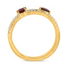 WIDE 1.20CT DIAMOND & AAA RUBY 14KT YELLOW GOLD 3D MULTI SHAPE 3 ROW FUN RING