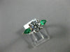 1.42CT DIAMOND & AAA COLOMBIAN EMERALD 14KT WHITE GOLD 3 STONE ENGAGEMENT RING