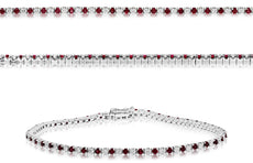 2.25CT DIAMOND & AAA RUBY 14KT WHITE GOLD ROUND CLASSIC ETERNITY TENNIS BRACELET