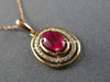 ESTATE .69CT DIAMOND & AAA RUBY 14KT ROSE GOLD 3D CLASSIC OVAL FLOATING PENDANT