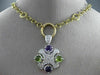 ESTATE LARGE 3.50CT DIAMOND & GREEN PURPLE AMETHYST 14K GOLD PAVE ITALY NECKLACE