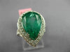 ESTATE EXTRA LARGE 8.39CT DIAMOND & AAA EMERALD 18KT WHITE GOLD ENGAGEMENT RING