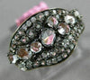 ESTATE .13CT DIAMOND & WHITE QUARTZ 14KT ROSE GOLD 3D CLUSTER WAVE FUN RING