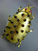 ESTATE LARGE .10CT AAA RUBY 18KT YELLOW GOLD HANDCRAFTED GLASS BEETLE BROOCH PIN
