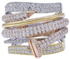 EXTRA LARGE 1.89CT DIAMOND 14K TRI COLOR GOLD 3D MULTI ROW CRISS CROSS NAIL RING