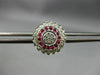 ESTATE LARGE .58CT DIAMOND & RUBY 14KT WHITE GOLD FLOWER FILIGREE STUD EARRINGS