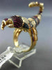 EXTRA LARGE 2.33CT DIAMOND & AAA MULTI GEM 18KT ROSE GOLD LOBSTER SCORPION RING
