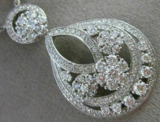 ANTIQUE LARGE 2.70CT DIAMOND 14KT WHITE GOLD MULTI FLOWER CLUSTER PENDANT #20199