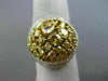 EXTRA LARGE 3.88CT WHITE & FANCY YELLOW DIAMOND 18KT TWO TONE GOLD CLUSTER RING
